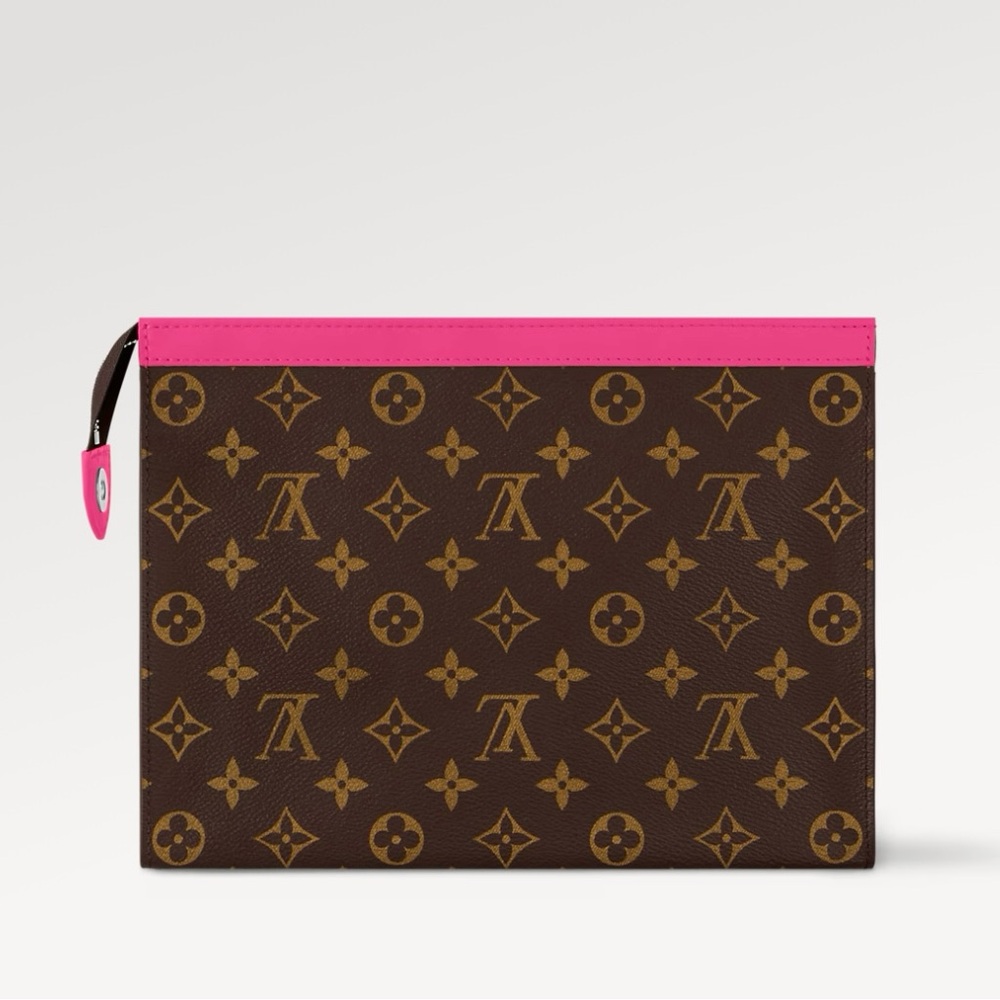 Louis Vuitton Monogram Clutch with Pink Trim